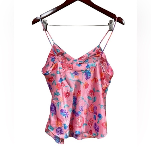 Vintage Pink Cami Floral Print 90s Y2K Fairycore Dainty Feminine Medium Cute - Picture 2 of 6